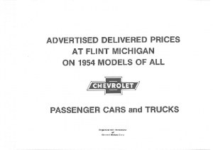 1954 Chevrolet Price List